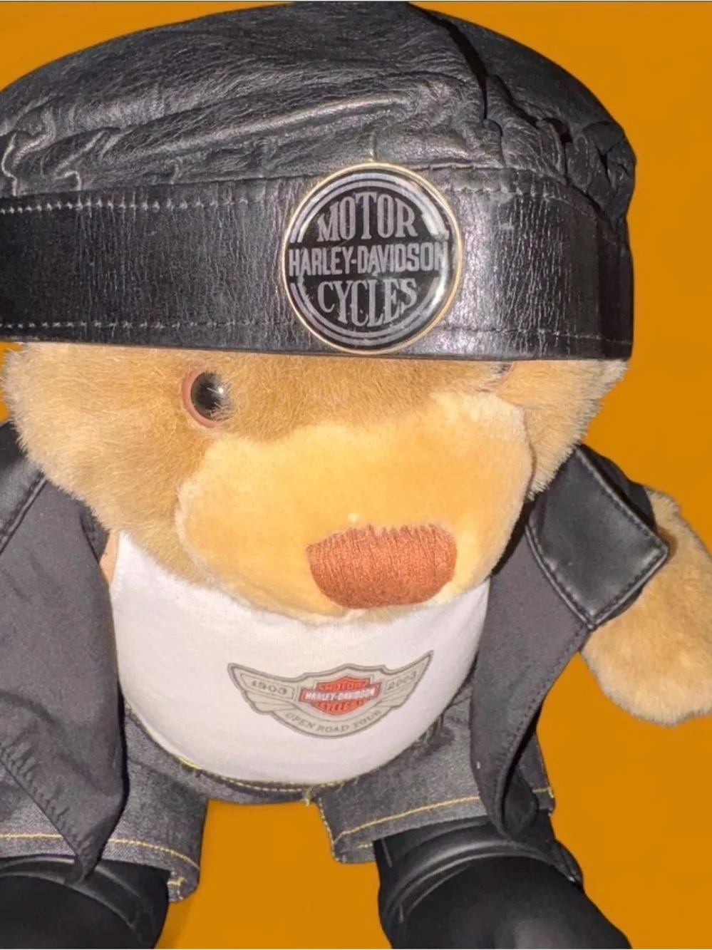 Harley-Davidson Black Leather Cap with Metal Emblem